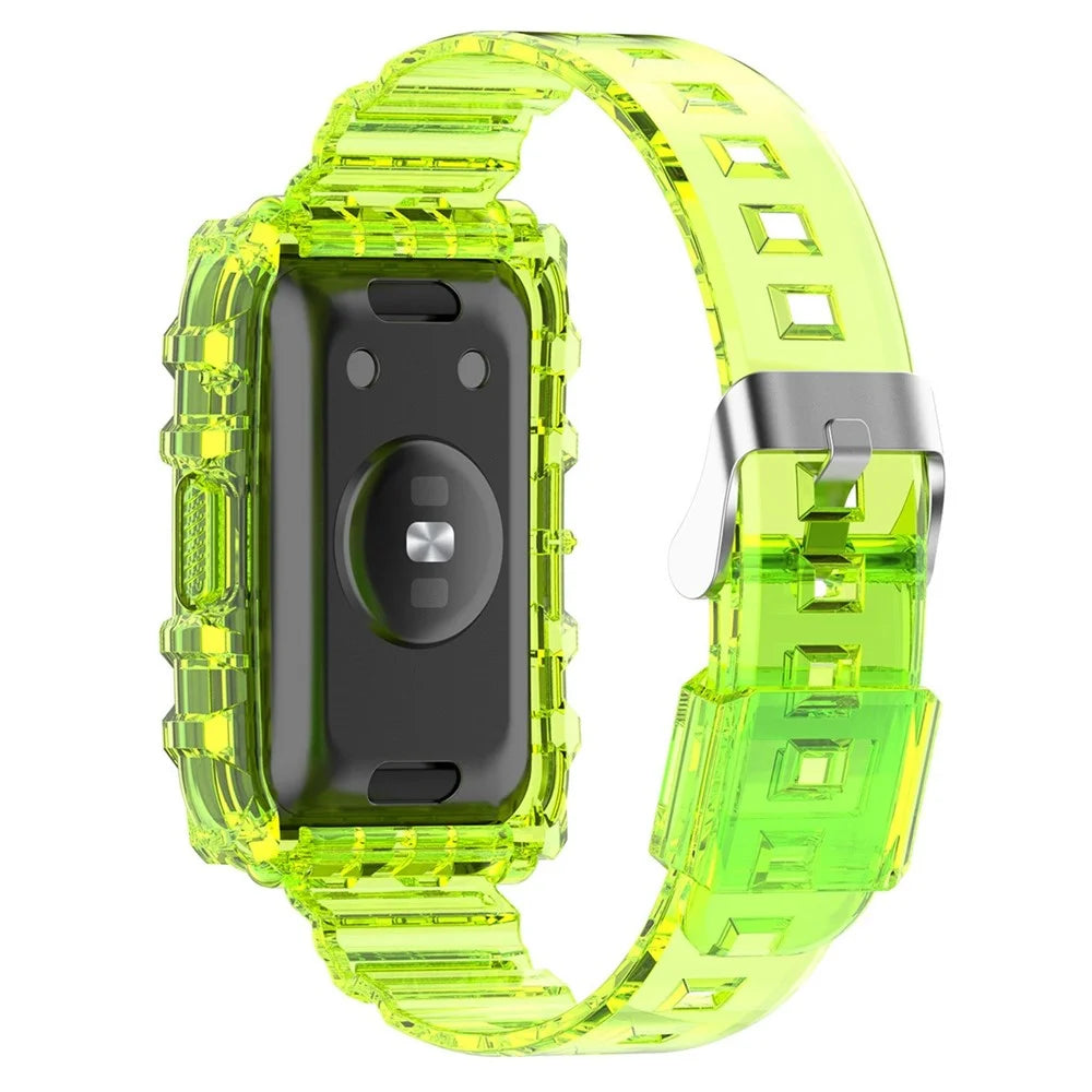 For Xiaomi Mi Band 7 Pro Solid Color Silicone Smart Watch Band with Integrated Watch Case Clear Replacement Wrist Strap - Transparent Yellow - 1