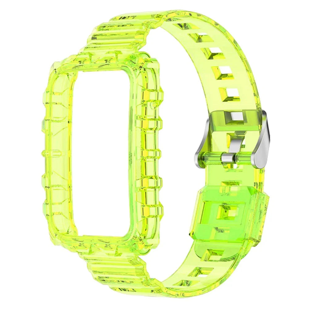 For Xiaomi Mi Band 7 Pro Solid Color Silicone Smart Watch Band with Integrated Watch Case Clear Replacement Wrist Strap - Transparent Yellow - 3