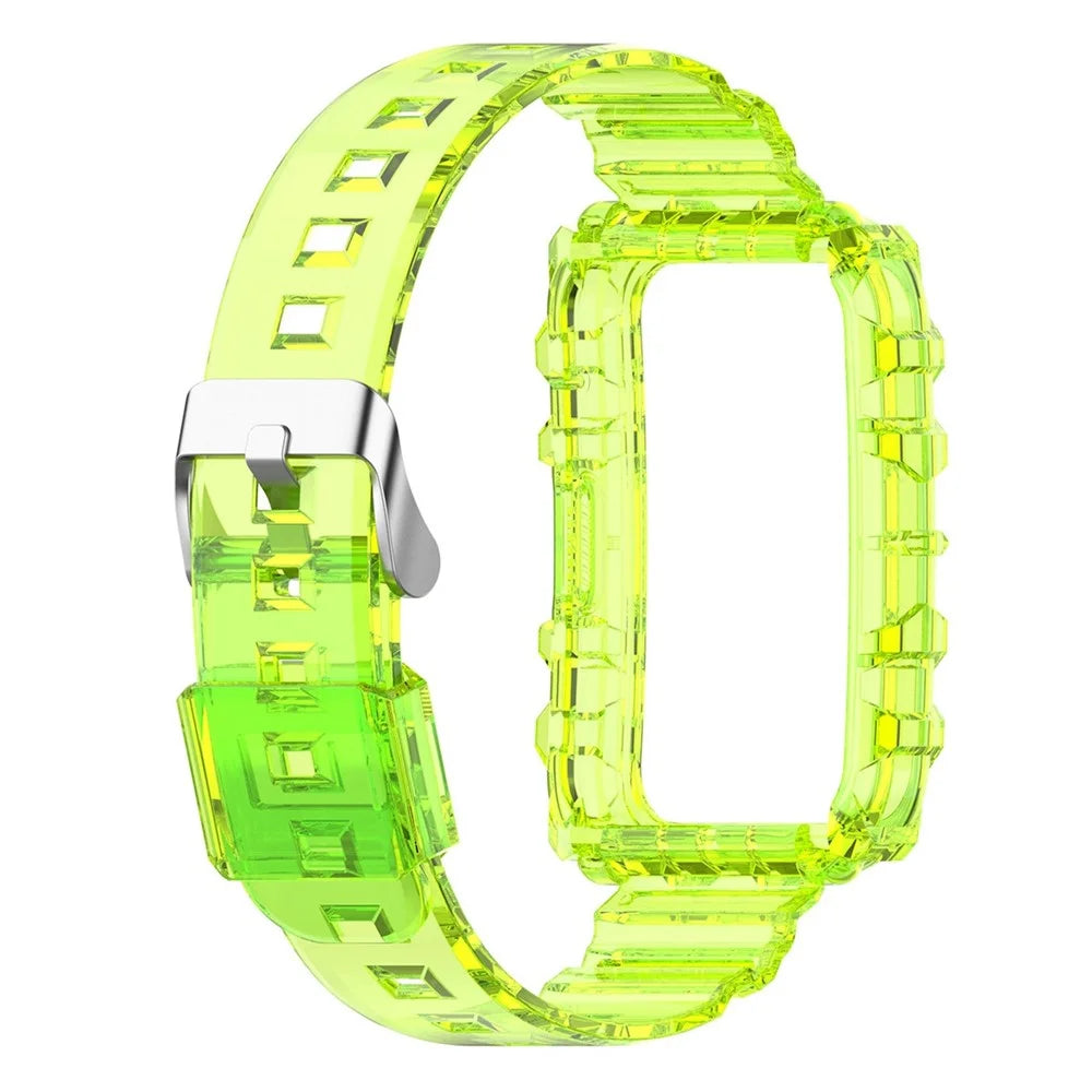 For Xiaomi Mi Band 7 Pro Solid Color Silicone Smart Watch Band with Integrated Watch Case Clear Replacement Wrist Strap - Transparent Yellow - 4