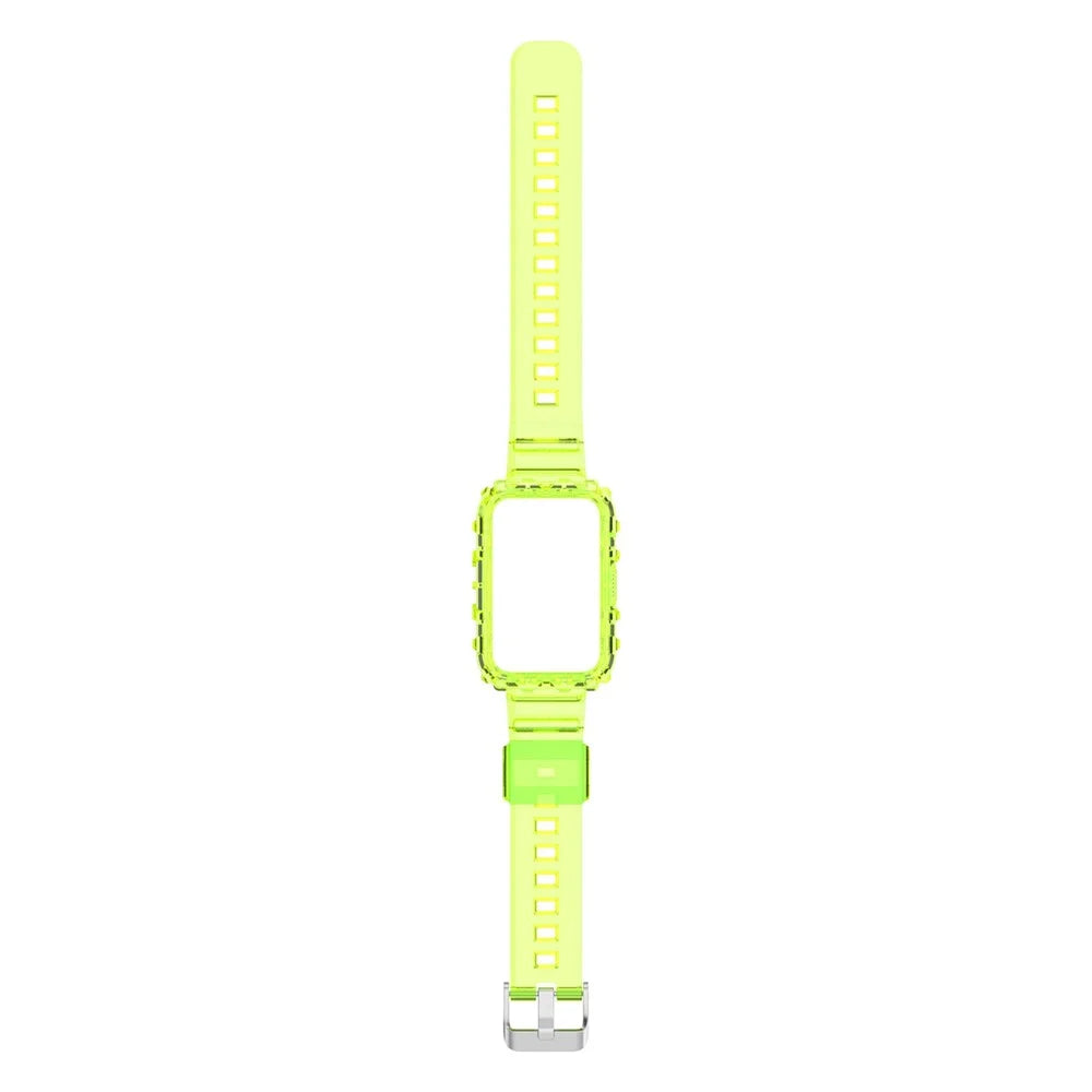For Xiaomi Mi Band 7 Pro Solid Color Silicone Smart Watch Band with Integrated Watch Case Clear Replacement Wrist Strap - Transparent Yellow - 5