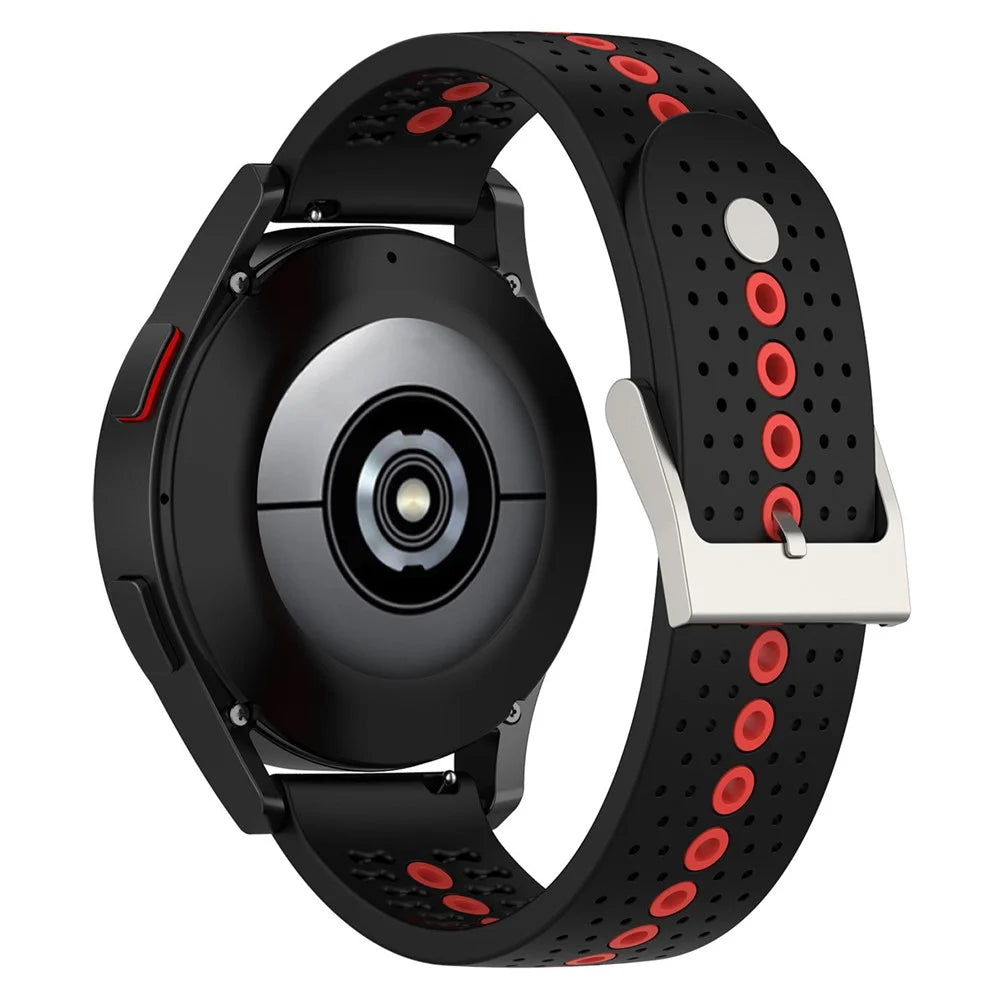 For Samsung Galaxy Watch 5 Pro 45mm / Huami Amazfit Bip 3 / 3 Pro Silicone Watch Band 20mm Dual Color Wrist Strap Replacement - Black / Orange - 1