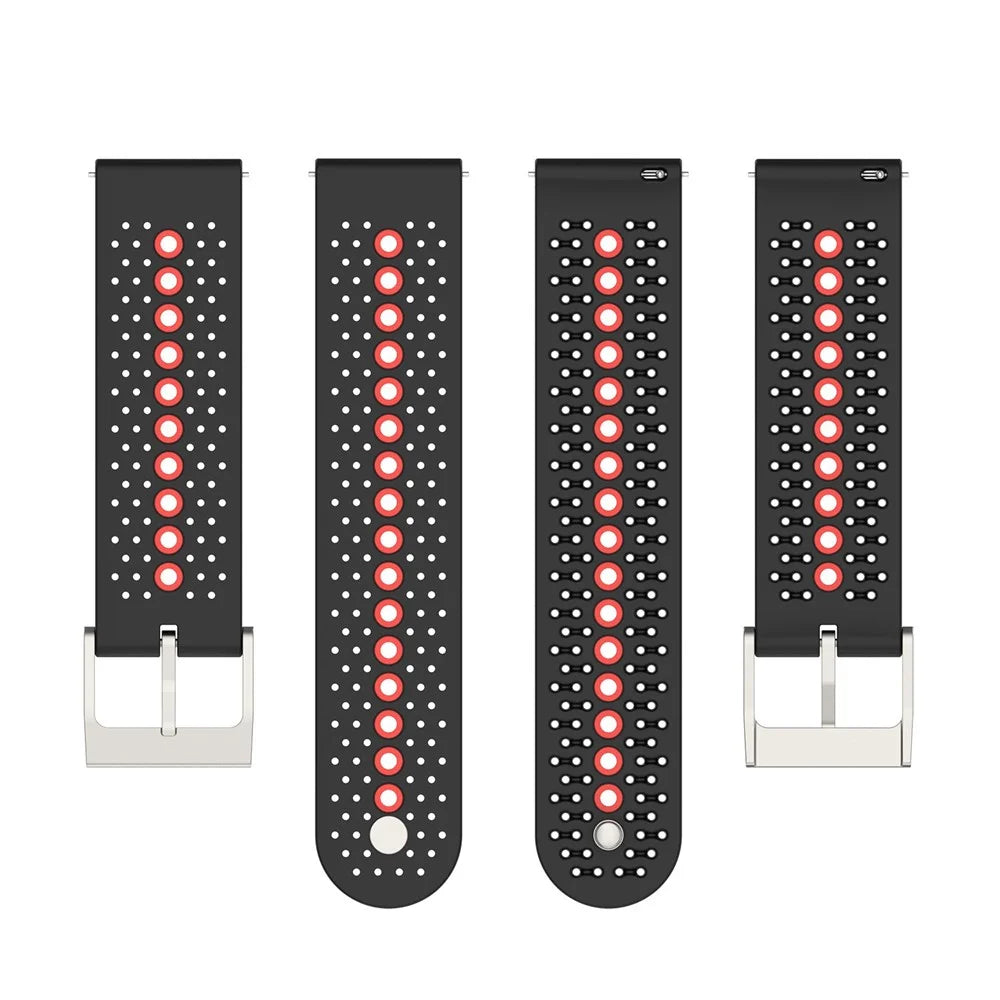 For Samsung Galaxy Watch 5 Pro 45mm / Huami Amazfit Bip 3 / 3 Pro Silicone Watch Band 20mm Dual Color Wrist Strap Replacement - Black / Orange - 5