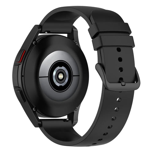 For Samsung Galaxy Watch 5 Pro 45mm / Huami Amazfit Bip 3 / 3 Pro Silicone Watch Band 20mm Adjustable Wrist Strap Adjustment - Black Buckle / Black - 1
