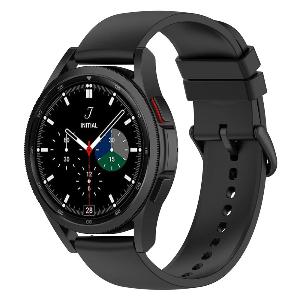For Samsung Galaxy Watch 5 Pro 45mm / Huami Amazfit Bip 3 / 3 Pro Silicone Watch Band 20mm Adjustable Wrist Strap Adjustment - Black Buckle / Black - 2