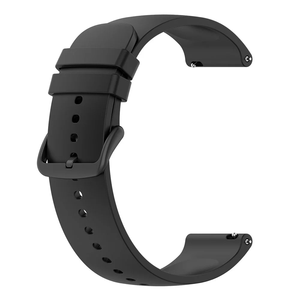 For Samsung Galaxy Watch 5 Pro 45mm / Huami Amazfit Bip 3 / 3 Pro Silicone Watch Band 20mm Adjustable Wrist Strap Adjustment - Black Buckle / Black - 3