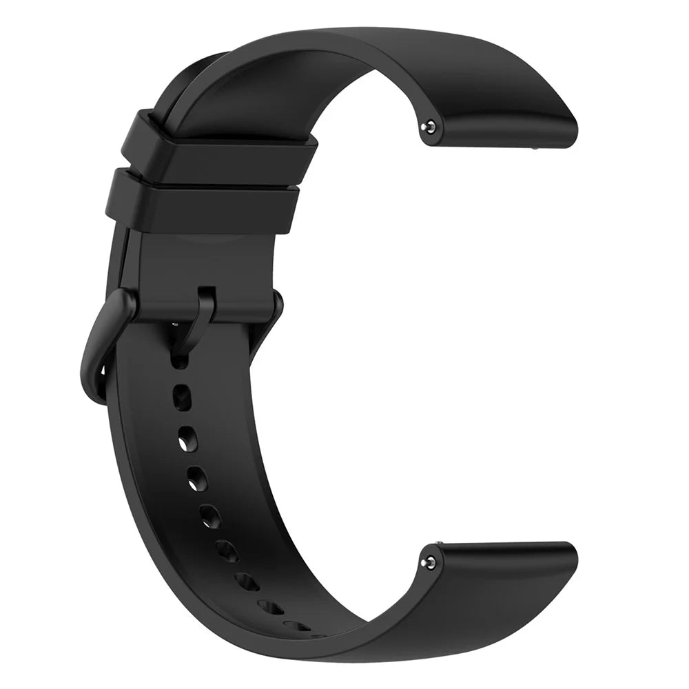 For Samsung Galaxy Watch 5 Pro 45mm / Huami Amazfit Bip 3 / 3 Pro Silicone Watch Band 20mm Adjustable Wrist Strap Adjustment - Black Buckle / Black - 4