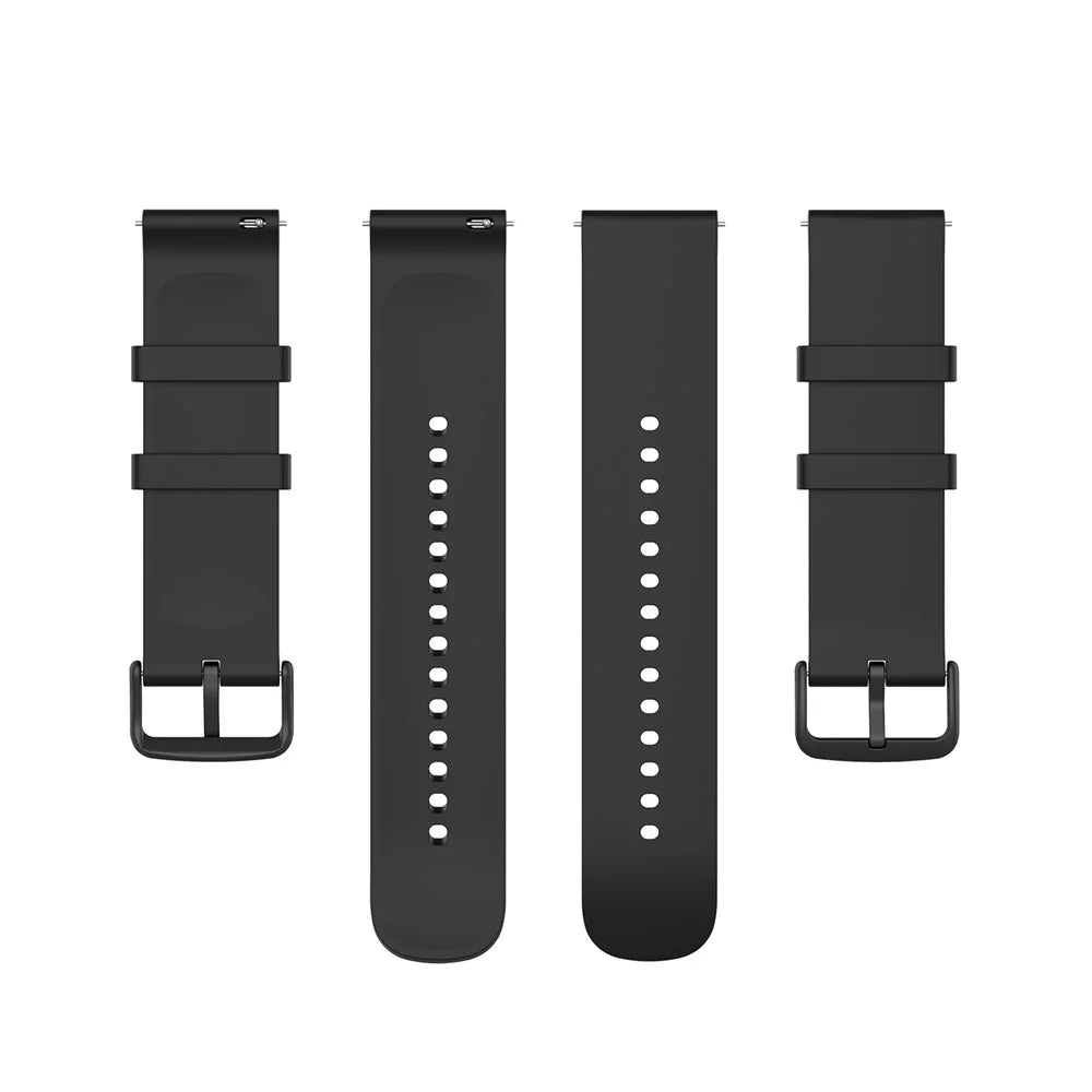 For Samsung Galaxy Watch 5 Pro 45mm / Huami Amazfit Bip 3 / 3 Pro Silicone Watch Band 20mm Adjustable Wrist Strap Adjustment - Black Buckle / Black - 5