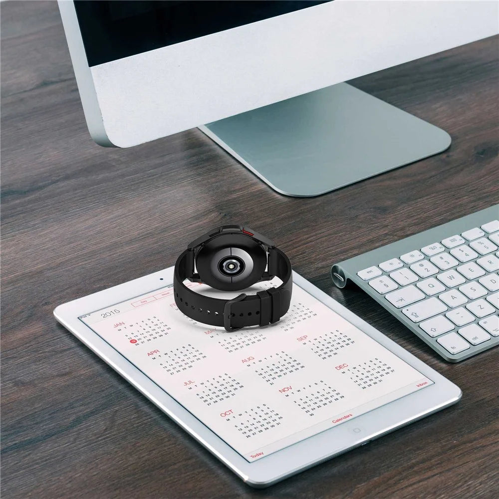 For Samsung Galaxy Watch 5 Pro 45mm / Huami Amazfit Bip 3 / 3 Pro Silicone Watch Band 20mm Adjustable Wrist Strap Adjustment - Black Buckle / Black - 6