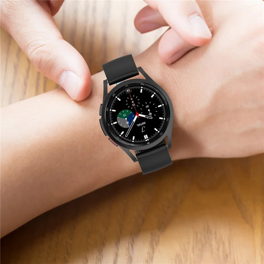 For Samsung Galaxy Watch 5 Pro 45mm / Huami Amazfit Bip 3 / 3 Pro Silicone Watch Band 20mm Adjustable Wrist Strap Adjustment - Black Buckle / Black - 7