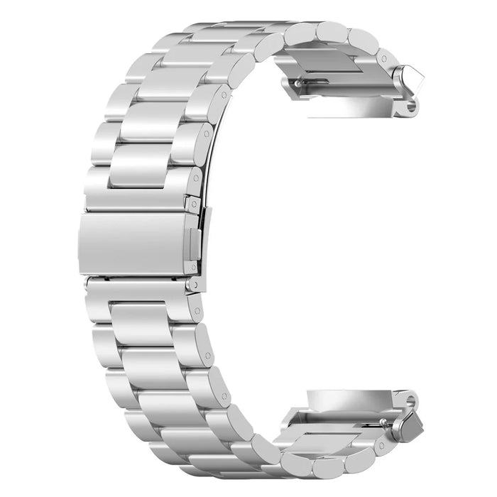 For Huami Amazfit T-Rex 2 Bands Stainless Steel Three Beads Watch Strap Replacement with Tool - Silver - 3