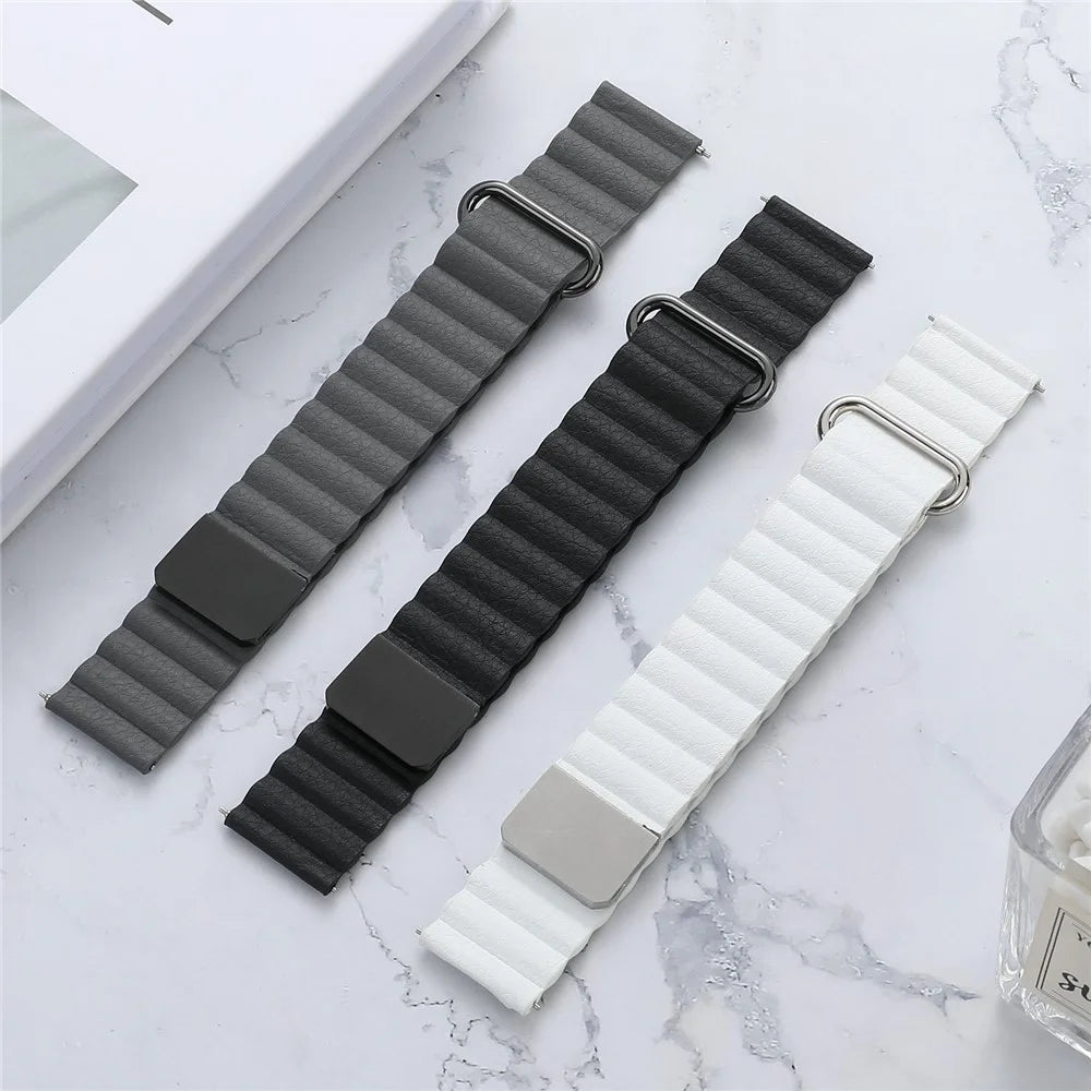 For Samsung Galaxy Watch6 40mm 44mm / Watch6 Classic 43mm 47mm / Watch 5 40mm 44mm / 5 Pro 45mm / Watch4 40mm 44mm 20mm Watch Band Genuine Leather Magnetic Strap - Rose Gold / Khaki - 6