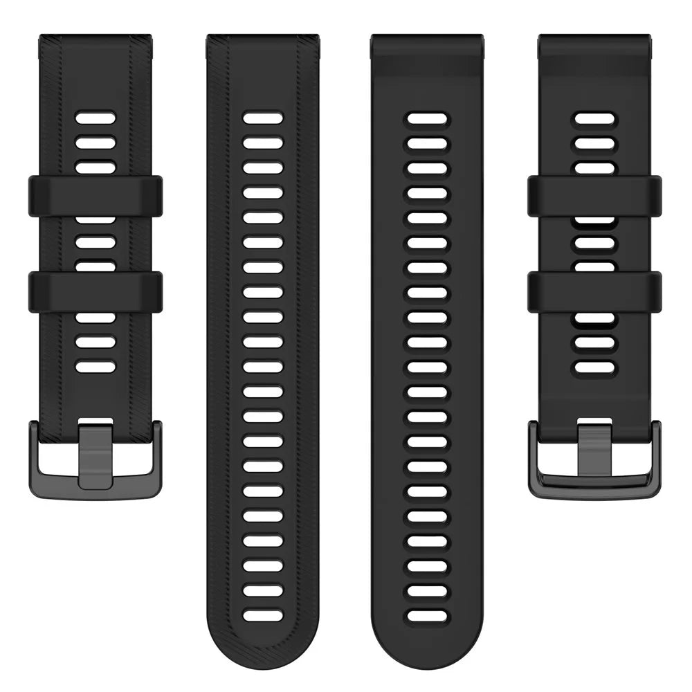 For Garmin Forerunner 955 / Forerunner 935 / Descent G1 22mm Twill Design Silicone Watch Band Black Buckle Strap Replacement - Black - 5