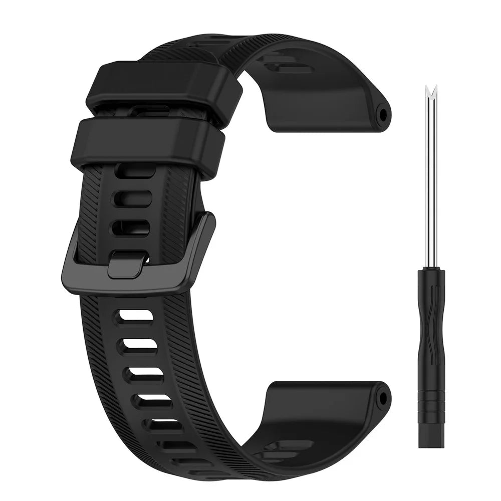 For Garmin Forerunner 955 / Forerunner 935 / Descent G1 22mm Twill Design Silicone Watch Band Black Buckle Strap Replacement - Black - 6