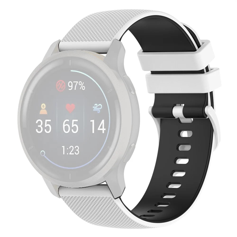 For Garmin Venu2 Plus / Vivoactive 3 / Vivomove Sport Silicone Watch Band Replacement Watch Strap 20mm - White / Black - 1