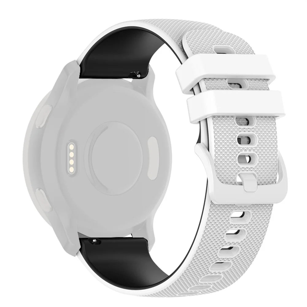 For Garmin Venu2 Plus / Vivoactive 3 / Vivomove Sport Silicone Watch Band Replacement Watch Strap 20mm - White / Black - 5