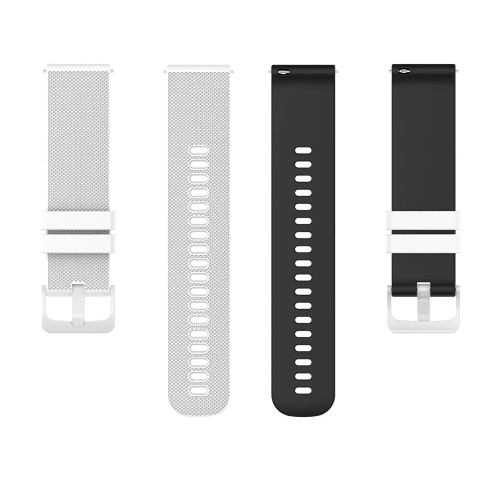 For Garmin Vivoactive 4 / Garmin Forerunner 255 Silicone Watch Band Grid Texture Replacement Watch Strap with Colorful Buckle 22mm - White / Black - 2