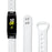 For Samsung Galaxy Fit SM-R370 Soft Top Layer Cowhide Watch Strap Double Rivet Design Wrist Band, Black Connector - White - 3