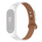 For Xiaomi Mi Band 5 / 6 Solid Color Top Layer Cowhide Wrist Strap Replacement Watchband with Double Rivet, Black Watch Case - White - 1