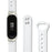 For Xiaomi Mi Band 5 / 6 Solid Color Top Layer Cowhide Wrist Strap Replacement Watchband with Double Rivet, Black Watch Case - White - 3