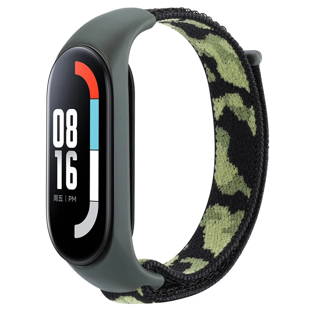 For Xiaomi Mi Band 5 / 6 / 7 Camouflage Nylon Adjustable Smart Watch Strap Replacement Wrist Band - Army Green - 2