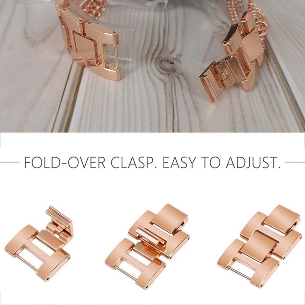 For Apple Watch Series 11 10 42mm / 9 8 7 41mm / SE3 SE2 SE 6 5 4 40mm / 3 2 1 38mm Stainless Steel Multiple Chains Smart Watch Band Hollow-Out Wrist Strap - Rose Gold - 6