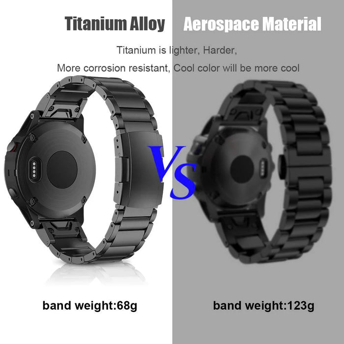 For Garmin Descent G1 / Fenix 7 / 6 Pro / 5 Plus Titanium Steel 3 Beads Smart Watch Band 22mm Universal Quick Release Replacement Strap - Black - 4