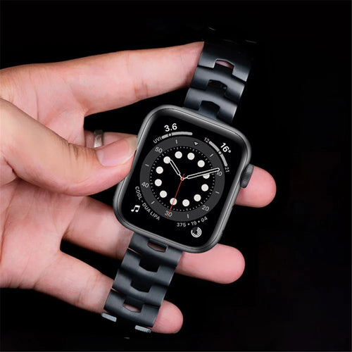 For Apple Watch Ultra 3 2 1 49mm / Series 11 10 46mm / 9 8 7 45mm / SE3 SE2 SE 6 5 4 44mm / 3 2 1 42mm Titanium Steel Anti-Wear Replacement Watch Band Wrist Strap - Black - 1