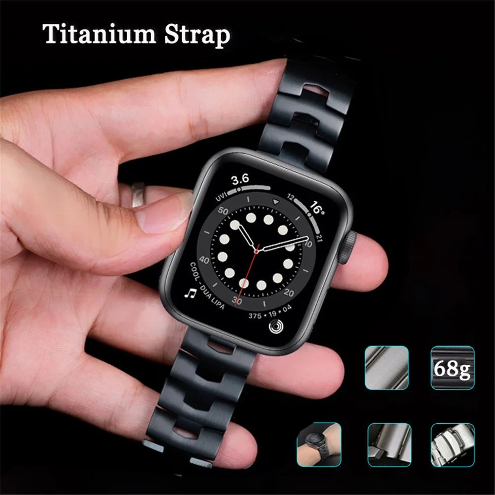 For Apple Watch Series 11 10 42mm / 9 8 7 41mm / SE3 SE2 SE 6 5 4 40mm / 3 2 1 38mm Titanium Steel Anti-Scratch Smart Watch Band Wrist Strap - Black - 2