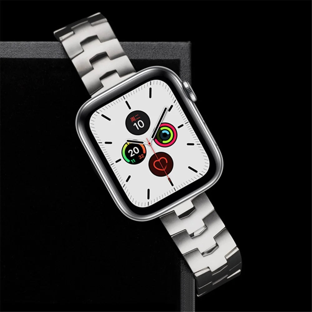 For Apple Watch Series 11 10 42mm / 9 8 7 41mm / SE3 SE2 SE 6 5 4 40mm / 3 2 1 38mm Titanium Steel Anti-Scratch Smart Watch Band Wrist Strap - Black - 3