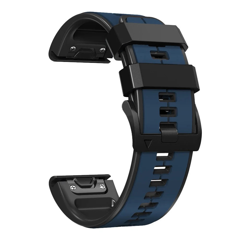 For Garmin Descent G1 / Fenix 7 / Fenix 6 Pro / Fenix 5 Plus Dual Color Silicone Wrist Strap Smart Watch Band 22mm - Dark Blue / Black - 3