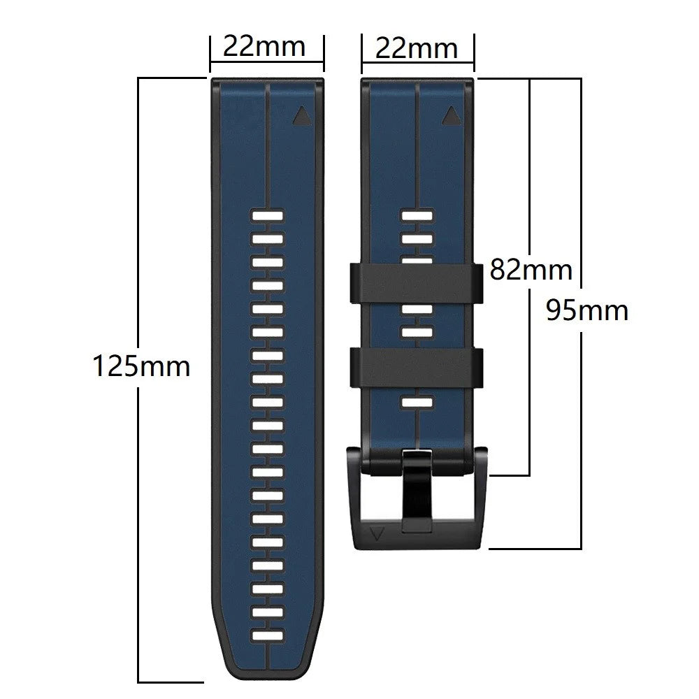 For Garmin Descent G1 / Fenix 7 / Fenix 6 Pro / Fenix 5 Plus Dual Color Silicone Wrist Strap Smart Watch Band 22mm - Dark Blue / Black - 5