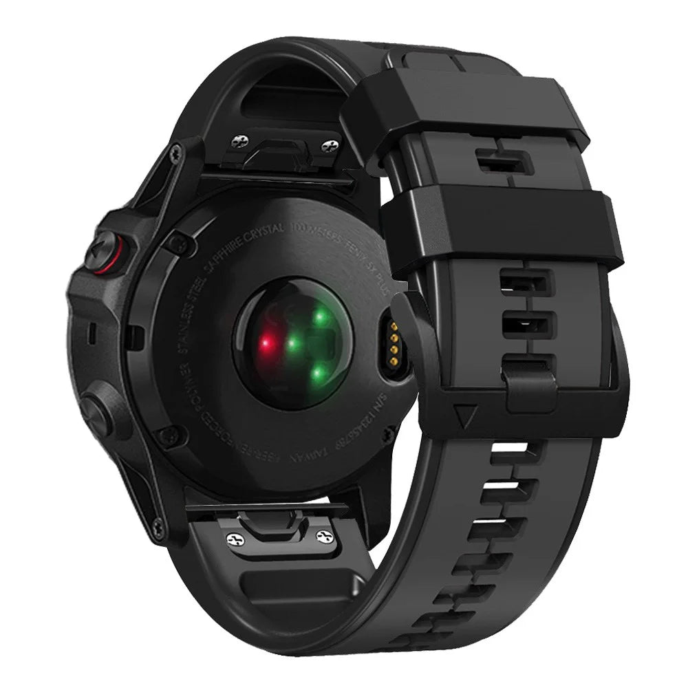 For Garmin Tactix 7 Pro / Fenix 7X / Fenix 6X Pro Silicone Wrist Strap Replacement Dual Color Smart Watch Band 26mm - Charcoal Grey / Black - 1