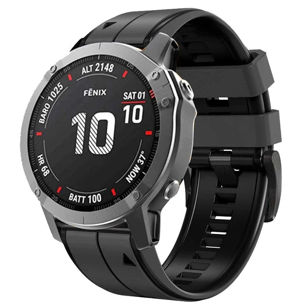 For Garmin Tactix 7 Pro / Fenix 7X / Fenix 6X Pro Silicone Wrist Strap Replacement Dual Color Smart Watch Band 26mm - Charcoal Grey / Black - 2