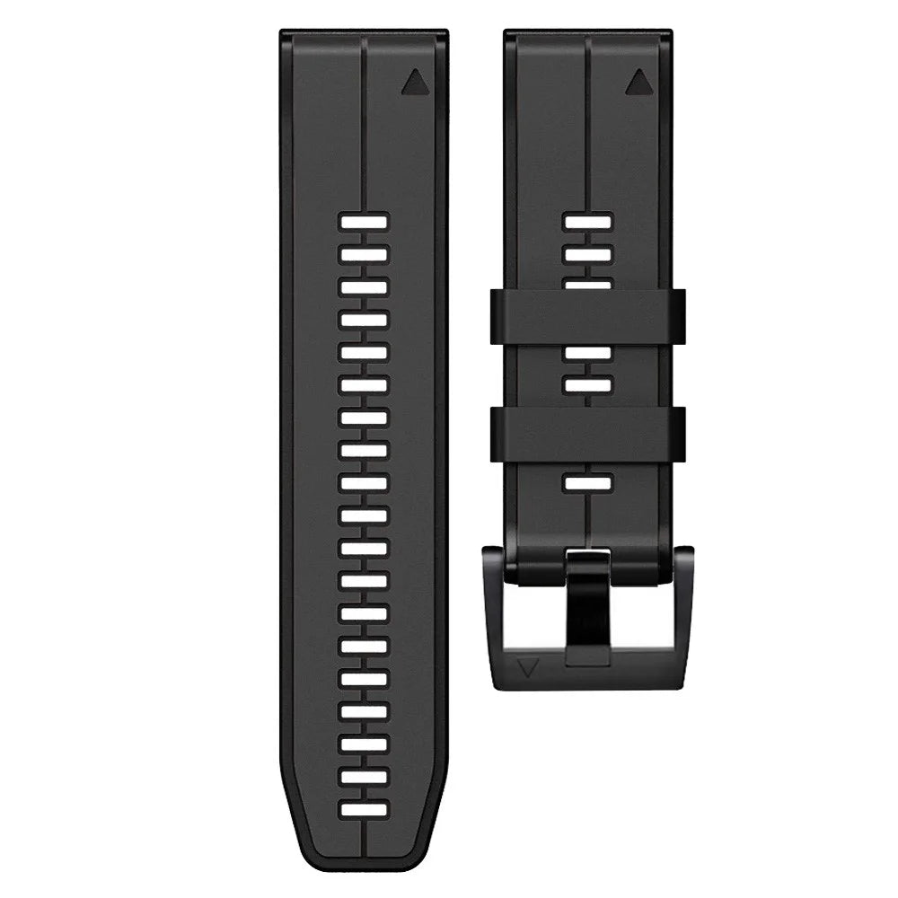 For Garmin Tactix 7 Pro / Fenix 7X / Fenix 6X Pro Silicone Wrist Strap Replacement Dual Color Smart Watch Band 26mm - Charcoal Grey / Black - 4