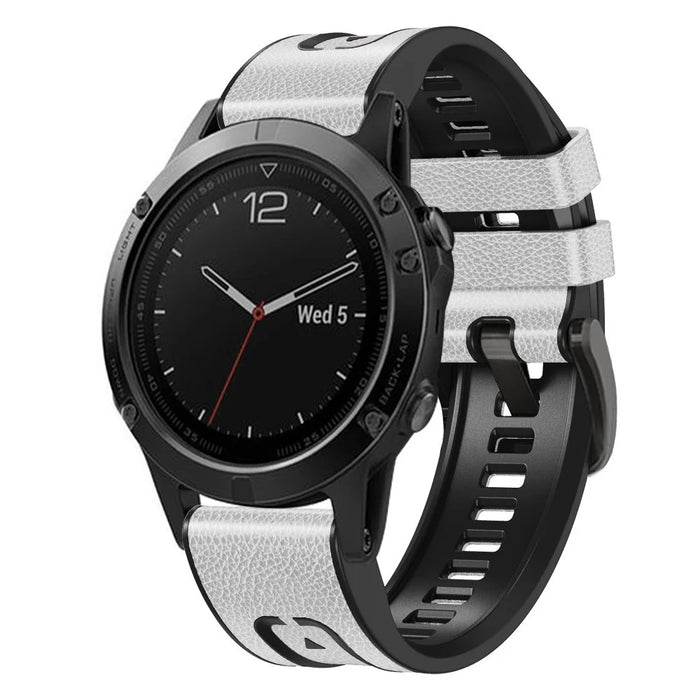 For Garmin Tactix 7 Pro / Fenix 7X / Fenix 6X Pro Quick Release Leather Coated Silicone Smart Watch Band Wrist Strap 26mm - White - 2