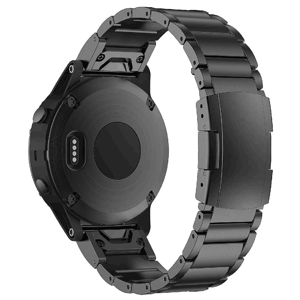 For Garmin Tactix 7 Pro / Fenix 7X / Fenix 6X Pro 3 Beads Titanium Steel Wrist Band 26mm Universal Quick Release Replacement Watch Strap - Black - 1