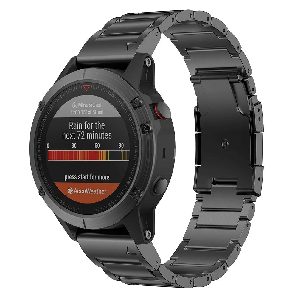For Garmin Tactix 7 Pro / Fenix 7X / Fenix 6X Pro 3 Beads Titanium Steel Wrist Band 26mm Universal Quick Release Replacement Watch Strap - Black - 2