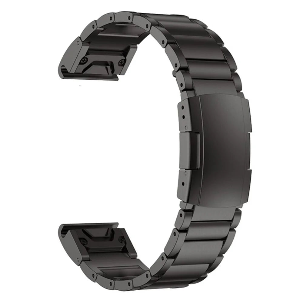 For Garmin Tactix 7 Pro / Fenix 7X / Fenix 6X Pro 3 Beads Titanium Steel Wrist Band 26mm Universal Quick Release Replacement Watch Strap - Black - 3