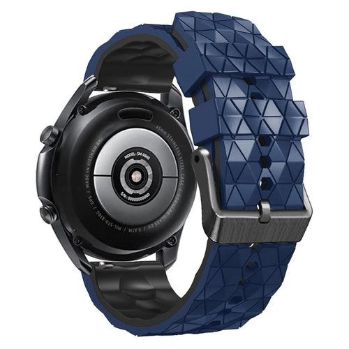 For Samsung Galaxy Watch3 45mm / Huawei Watch GT 3 Pro 46mm Football Texture 22mm Watch Band Dual Color Silicone Sports Wrist Strap - Dark Blue / Black - 1