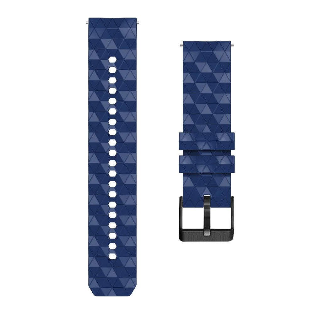 For Samsung Galaxy Watch3 45mm / Huawei Watch GT 3 Pro 46mm Football Texture 22mm Watch Band Dual Color Silicone Sports Wrist Strap - Dark Blue / Black - 4