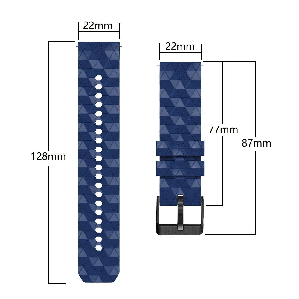 For Samsung Galaxy Watch3 45mm / Huawei Watch GT 3 Pro 46mm Football Texture 22mm Watch Band Dual Color Silicone Sports Wrist Strap - Dark Blue / Black - 5