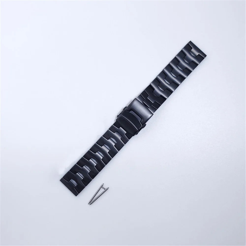 For Samsung Galaxy Watch3 45mm / Gear S3 Frontier / Gear S3 Classic / Huawei Watch GT3 Pro Titanium Steel Replacement Wrist Band 22mm Universal Watch Strap - Black - 2