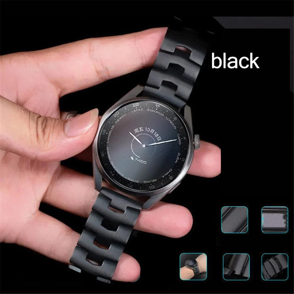 For Samsung Galaxy Watch3 45mm / Gear S3 Frontier / Gear S3 Classic / Huawei Watch GT3 Pro Titanium Steel Replacement Wrist Band 22mm Universal Watch Strap - Black - 3