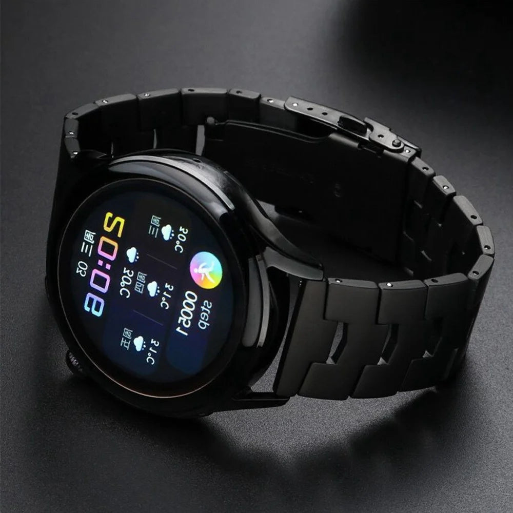 For Samsung Galaxy Watch3 45mm / Gear S3 Frontier / Gear S3 Classic / Huawei Watch GT3 Pro Titanium Steel Replacement Wrist Band 22mm Universal Watch Strap - Black - 4