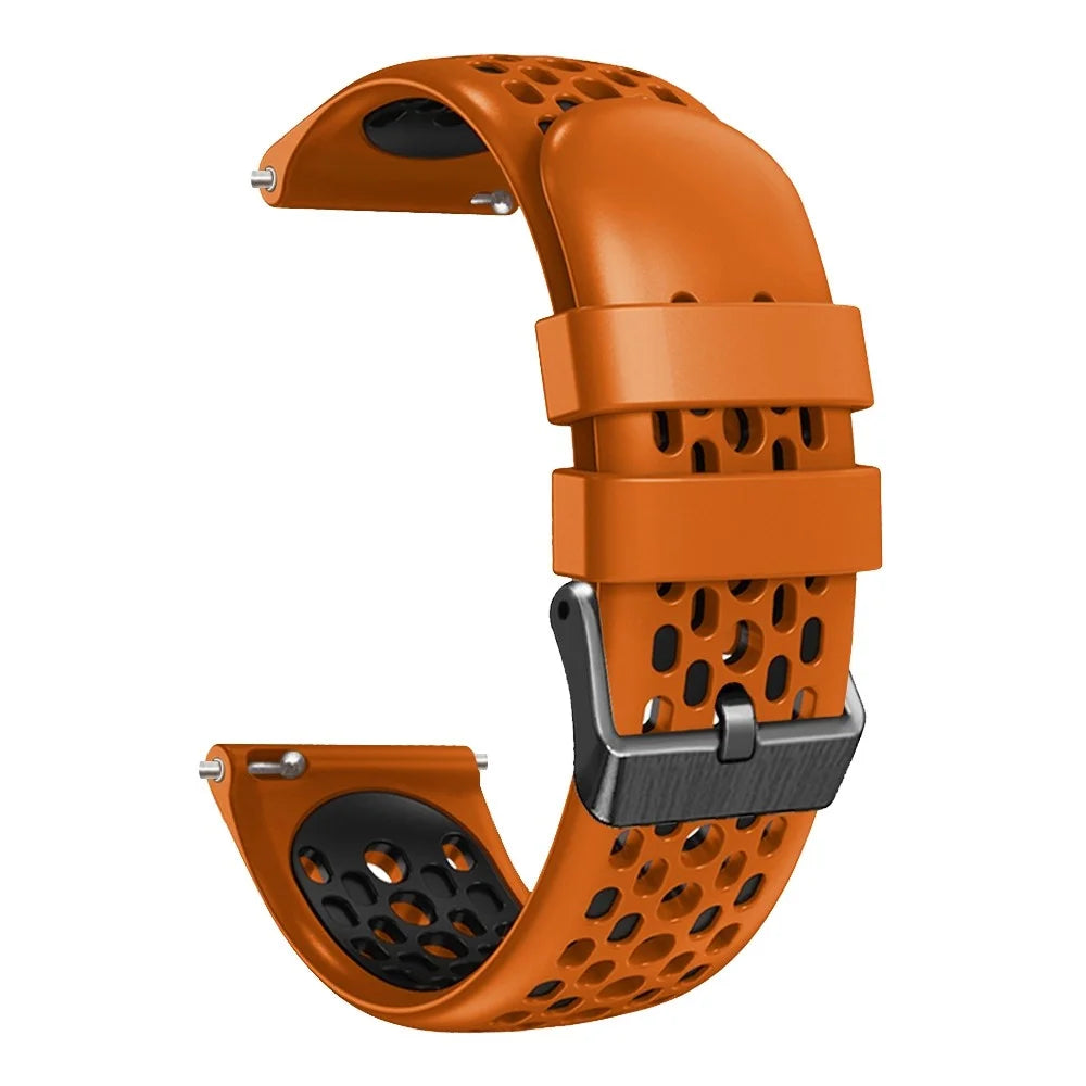 For Samsung Galaxy Watch3 45mm / Huawei Watch GT 3 Pro 46mm Watch Band 22mm Dual Color Silicone Wrist Strap with Five Rows Holes - Orange / Black - 3