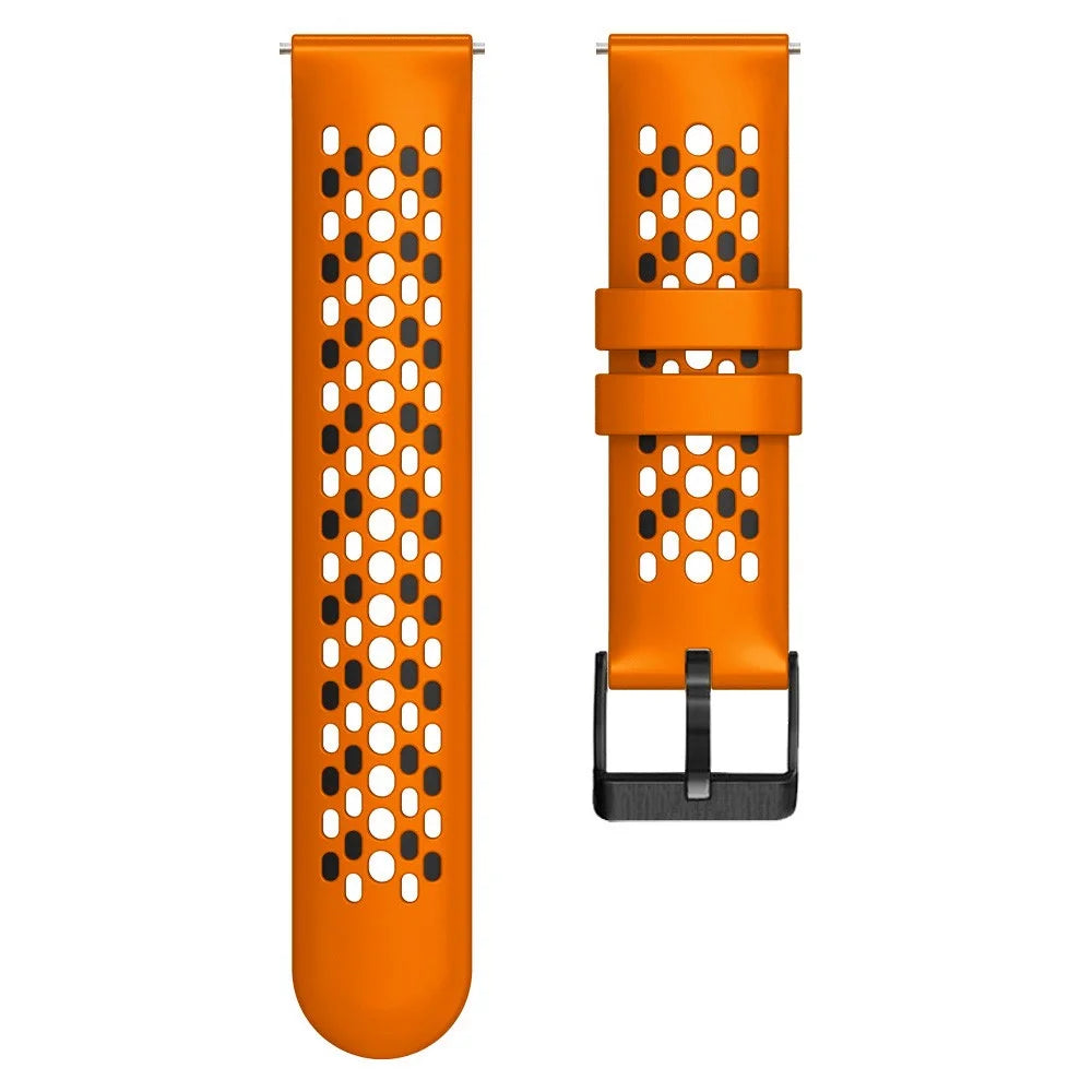 For Samsung Galaxy Watch3 45mm / Huawei Watch GT 3 Pro 46mm Watch Band 22mm Dual Color Silicone Wrist Strap with Five Rows Holes - Orange / Black - 4