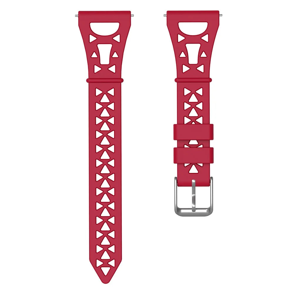 For Samsung Galaxy Watch 5 Pro 45mm / Watch4 Classic 42mm 46mm Breathable Silicone 20mm Tower Design Smart Watch Strap Replacement - Wine Red - 1