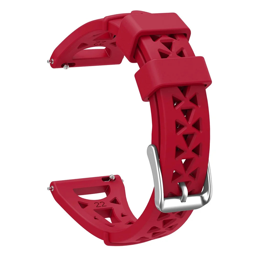 For Samsung Galaxy Watch 5 Pro 45mm / Watch4 Classic 42mm 46mm Breathable Silicone 20mm Tower Design Smart Watch Strap Replacement - Wine Red - 2