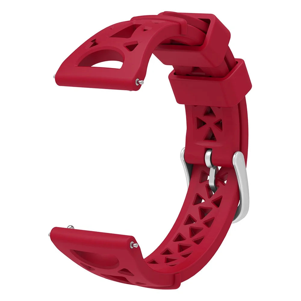 For Samsung Galaxy Watch 5 Pro 45mm / Watch4 Classic 42mm 46mm Breathable Silicone 20mm Tower Design Smart Watch Strap Replacement - Wine Red - 3