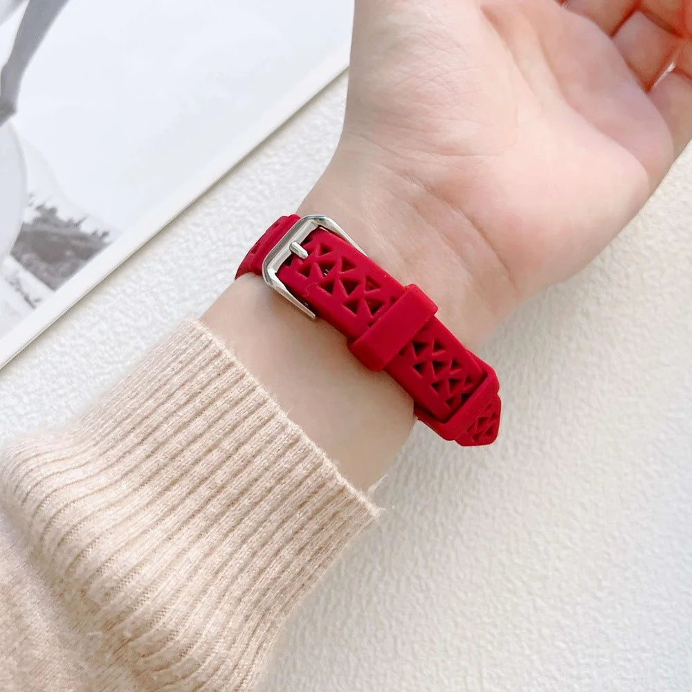 For Samsung Galaxy Watch 5 Pro 45mm / Watch4 Classic 42mm 46mm Breathable Silicone 20mm Tower Design Smart Watch Strap Replacement - Wine Red - 6